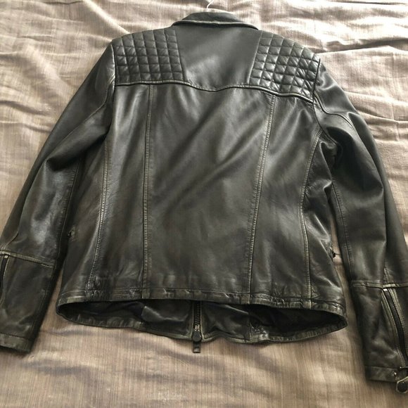 All Saints Men's black leather jacket Conroy - Picture 3 of 5